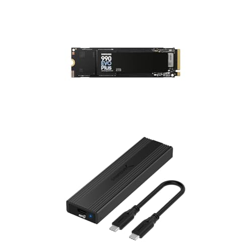 Samsung 990 EVO Plus 2TB PCIe Gen4x4/Gen5x2 M.2 SSD (Up to 7,250 MB/s) with Sabrent USB 3.2 Type-C Tool-Free M.2 NVMe/SATA SSD Enclosure