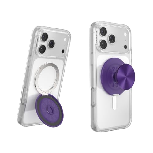 Image of PopSockets Kick-Out Grip for MagSafe, Adjustable Kickstand for Portrait or Landscape, Magnetic Stand, Metal - Purple