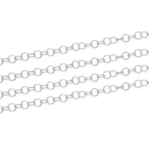 Adabele 5 Feet Authentic 925 Sterling Silver Unfinished 3.5mm (0.14 Inch) Round Link Cable Chain Bulk Hypoallergenic Nickel Free for DIY Craft Jewelry Making SSK-H1