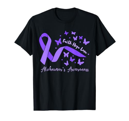 Faith Hope Love Alzheimer's Awareness - Cinta de extremo (ALZ), color morado Camiseta