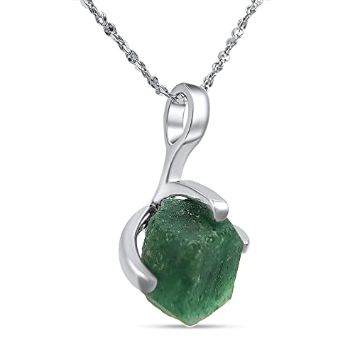 Raw Aventurine Pendant Sterling Silver Necklace