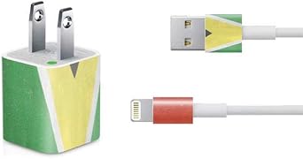Skinit Decal Other Skin Compatible with iPhone Charger 5W USB - Guyana Flag Distressed Design