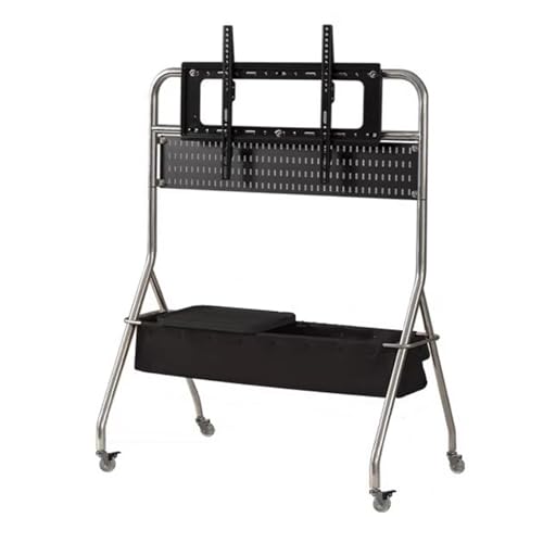 WNGJZZYC Mueble de TV Portátil con Ruedas, Mueble Television Móvil Moderno, Mueble para TV con Ruedas de 360° y Estantes de Acero Inoxidable, para el Hogar, la Oficina, el Hotel(Black)