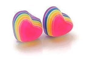 Clip-On Tiny Rainbow Heart Earrings for Girls
