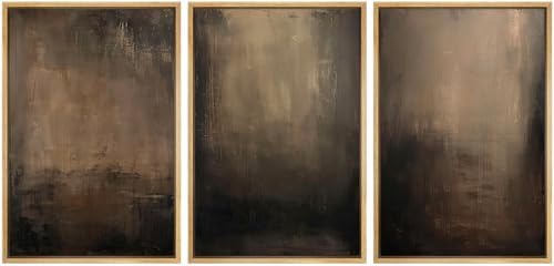 SIGNFORD Framed Canvas Print Wall Art Set Abstract Earthy in Deep...