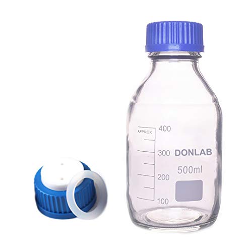 DONLAB MBN-2502 Glass 250ml Round Media Storage Bottle Reagent Bottle with 2-Hole Mobile Phase Cap GL45