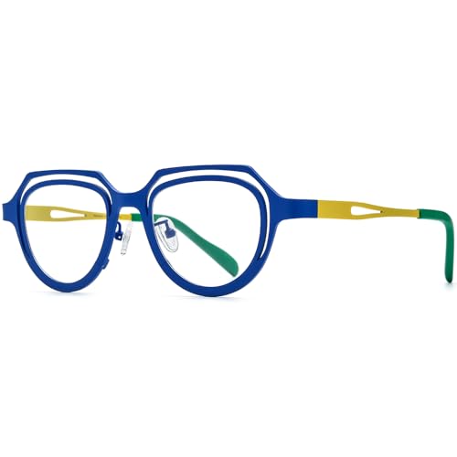 Image of FONEX Colorful Pure Titanium Glasses Frame Women Retro Round Eyeglasses