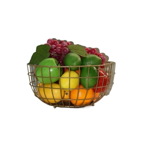 Frutero de cocina en bronce para decorar la mesa con un diseño de alambre cromado 2
