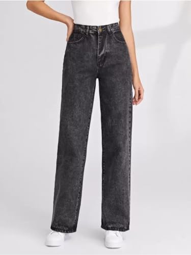 Image of Glossia Denim Baggy Jeans for Women | Stretchable High Waist Straight Fit Jeans for Women | High Rise Stretch Denim | Loose Fit Plus Size Denim (Sizes - 24 to 44) WJ32-1205-$