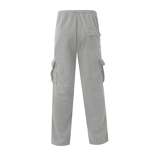 Mens Travel Cargo Pants Comfy Elastic Waist Pants with Multi-Pocket Loose Drawstring Lightweight Trousers4