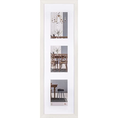 walther design bianco 3X 10x15 cm galleria con passe-partout, cornice in legno Fiorito EF315VW