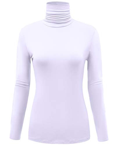 Image of AUHEGN Women's Long Sleeve Lightweight Turtleneck Top Slim Fit Pullover T-Shirt (S-XXL)