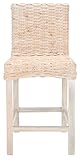 SAFAVIEH Home Collection – Tobie Natural White Wash Rattan & Solid Wood 24-Inch Counter Stool, Fully Assembled (BST6501D)