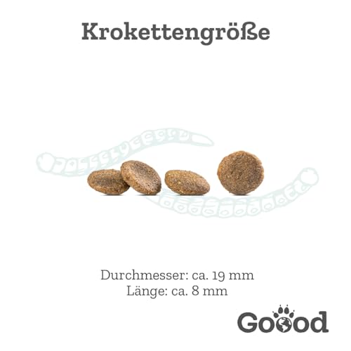Goood Adult nachhaltige Insekten – Trockenfutter, Hundefutter – weizenfrei, Alternative Proteinquelle, leicht verdaulich – große Kroketten – für ausgewachsene Hunde – 1,8kg