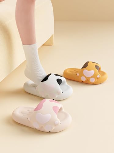 Zureto Cat Paw Slides, Cat Paw Slippers for Women, Cute Bathroom Slippers Non-Slip Cartoon Cat4