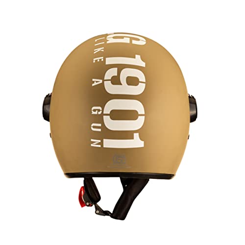 Royal Enfield Open Face MLG Riding Helmet with Clear Visor Matt Desert Storm, Size: M( 57-58Cm) Impact Protection, Excellent Scratch Resistance, Anti-Microbial Fabric