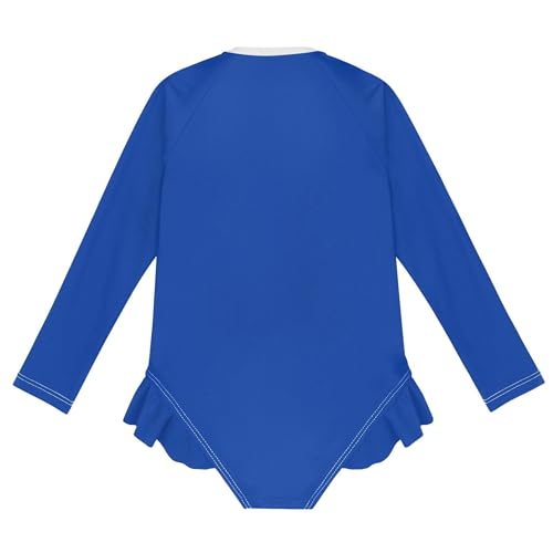 Plain Royal Azure Baby Girl Bathing Suit Long Sleeve UPF 50+ One Piece Toddler Swimsuit Size 3T2