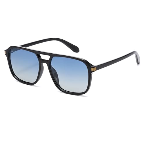 D Lolylad Sonnenbrille Herren Damen Polarisiert Retro Sonnenbrille UV400 Schutz für Wandern Fahren Angeln Golf (Blau)