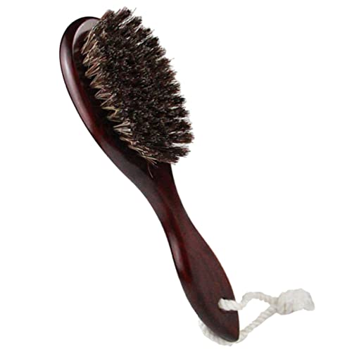FOMIYES Beard Cleaning Brush Wool Mustache Brush Men's Shaving Tool Curved Wood Handle Soft Shampoo Moisturizer Applicator Dark Red