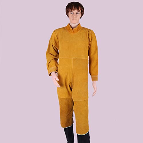 Flammhemmende Schweißerschürze, Schweißeranzug Aus Leder, Wärmeisolierung Und Verbrühungsschutz, Schweißerschutzanzug,Gelb,one size Cover