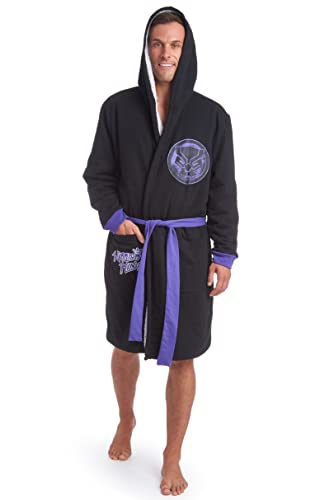 Marvel Bata de pijama de manga larga de piel de rizo francés de Avengers Spider-Man Hulk Capitán América para adultos, Pantera negra, Large