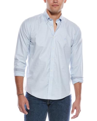Brooks Brothers Men's Non-Iron Long Sleeve Button Down Stretch Oxford Sport Shirt, Solid, Light Blue, X-Large