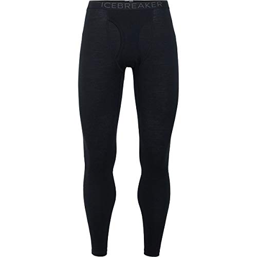 Icebreaker Merino Men's 200 Oasis Cold Weather Leggings With Fly, Wool Base Layer Thermal Pants, Black, Medium #TOP2