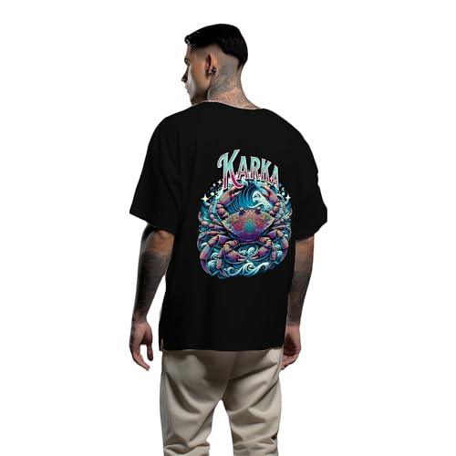Image of Men's Zodiac Sign Printed Oversized Cotton T-Shirt