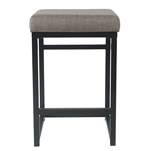 Image of Homepop Home Decor | Modern 24-Inch Counter Stool | Backless Metal Frame Bar Stools Counter Height | Decorative Home Furniture, Brown, K7651.24-F1552