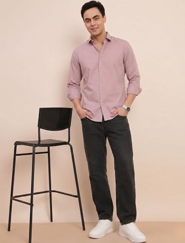 Image of DOXIC Men's Cotton Shirt with Spread Collar Neck Full Sleeves Classic Style Solid Pattern Regular Fit and Standard Length | Formal & Casual Wear Shirts