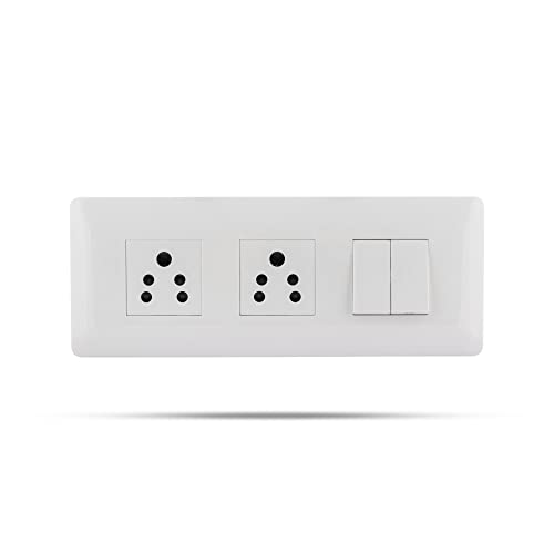 Wipro Northwest (Venia) Switch Combo of 6M Plate + 1M 6A Switch x2 + 6A 3Pin Socket x2, White (Kit 12)