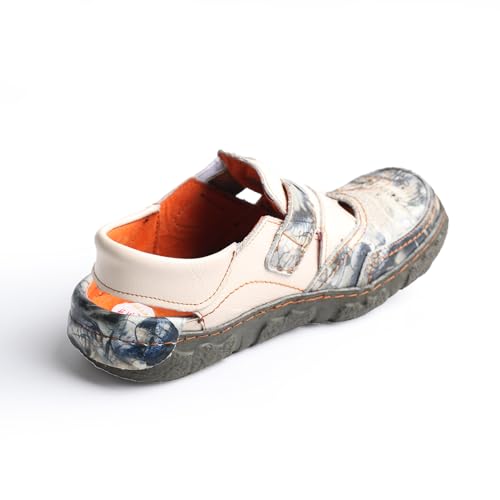 TMA EYES Women's Casual Hook and Loop Breathable Leather Sneaker3