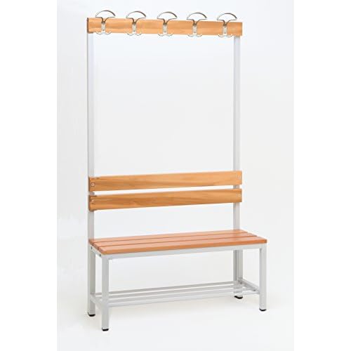 Szagato Garderobenbank Mit Haken 1-Seitig Mit Schuhrost 170x100x30 cm | Umkleidebank Mit Sitzbank für Garderobe Und Kindergarderobe