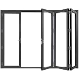 Faltbares Schiebefenster aus Aluminiumlegierung, einziehbare Trennwand mit gehärtetem Glas für Restaurants und Cafés (130 x 150 cm) – Lösung für Mobilheime