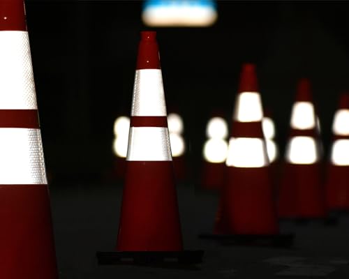 Fluorescent Orange/Green PVC Traffic Cones, Heavy Black Base Parking Lot Cone Structurally Stable Weatherproof Road Construction Safety Cones (8, Orange, 28" Large)