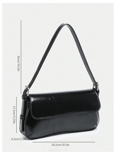 Image of Verdusa Women's Y2K Trendy Purse Boho Bags Faux Oiled Leather Tote Handbag Flap Underarm Shoulder Bag