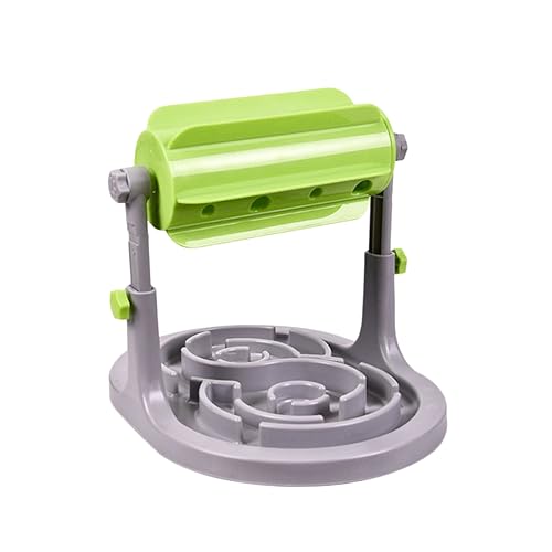 PERSELOSO ドラム式フードディスペンサー 緩やか給餌トレーニング玩具 プラスチック製 スローアクション設計 ペット用食事管理アイテム 緑色