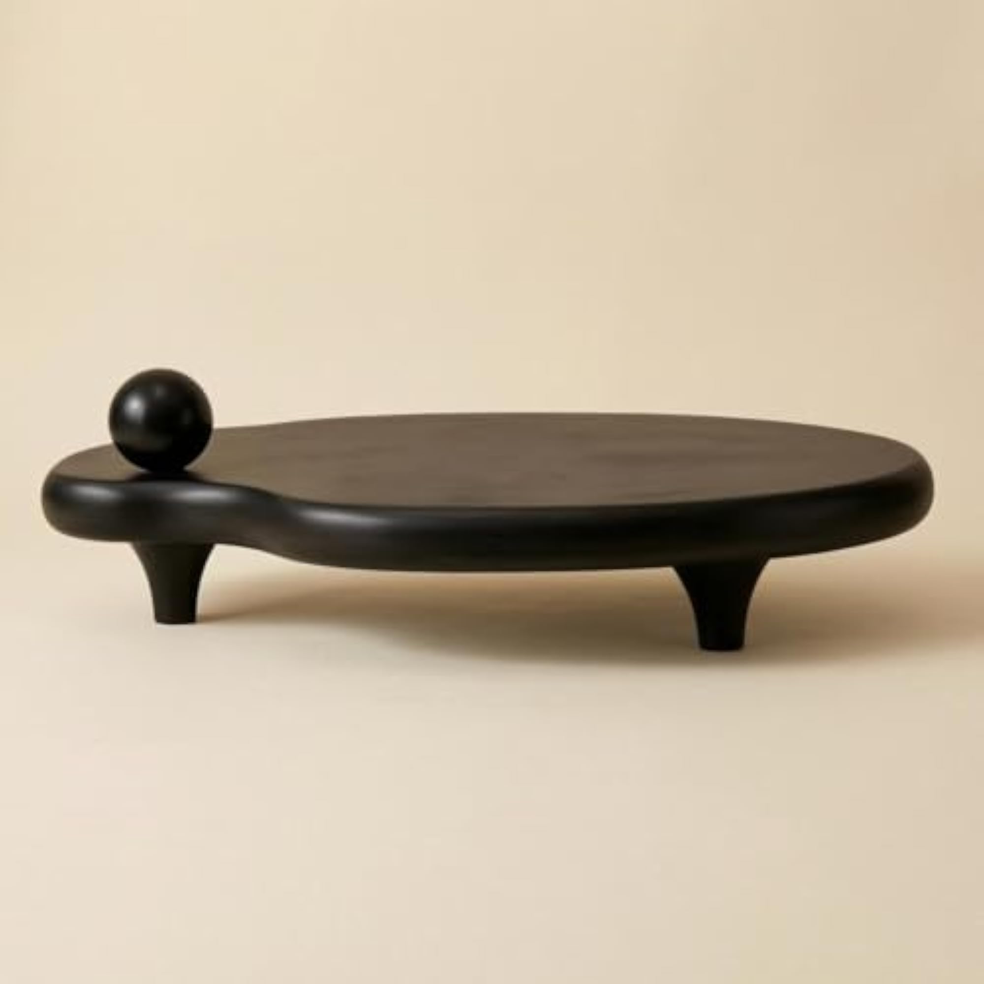 Glossy Finish Decorative Geometric Tray, Three Legs Design