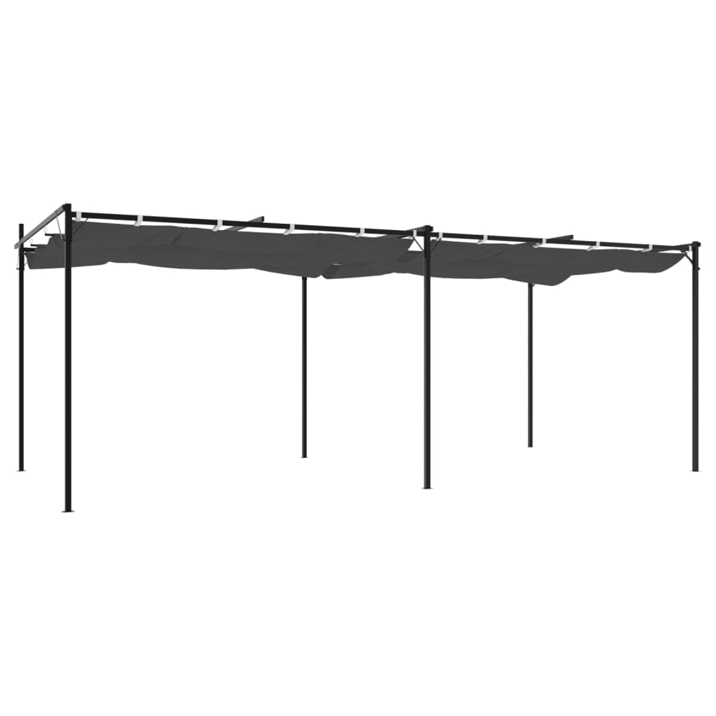 Pergola & Pavillon moderne - Toit coulissant en acier et aluminium - Anthracite - Pour jardin, camping, événement (589 x 292 x 230 cm)