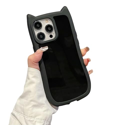 Emlivi Case for iPhone 11, Cute Cat Mobile Phone Case, Transparent 3D Cartoon Cat Ears Design Protective Case Soft Silicone TPU Bumper Cover Cute Kitty Case for iPhone 11, Black