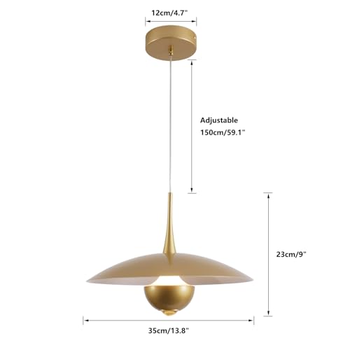 Image of Vintage Led Pendant Light Farmhouse Gold Metal Ceiling Lights Mid Century Modern Pendant Lighting Industrial Large Pendant Light for Kitchen Island Bedroom