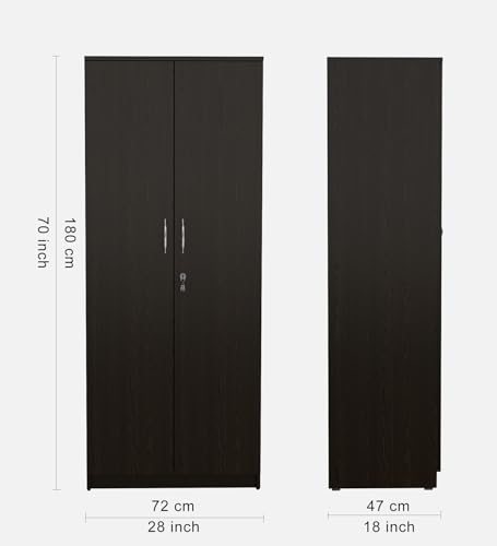 Image of COUCH CULTURE Engineering Wooden Wardrobe Almirah for Clothes With 2 Doors | Multipurpose Storage for Bedroom | Model - Dallas | 1 Year Warranty