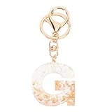 NUOBESTY Alphabet Keychain Tassel M Initial Letter Couple Key Chain Bag Charm Pendant Key Ring for Bag Key (White G)