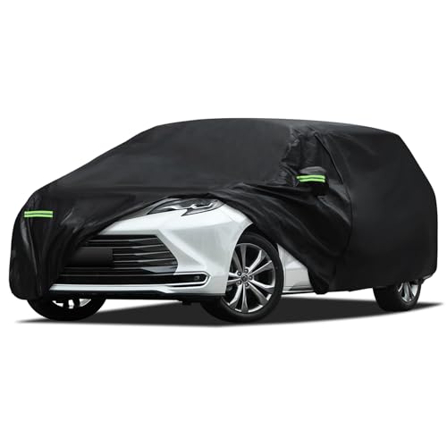Image of Car Cover Custom Fit for Toyota Sienna 1997-2026, Migaven Waterproof Full Exterior Cover Sun Rain Protection with Door Zipper and Cotton Lining, Black