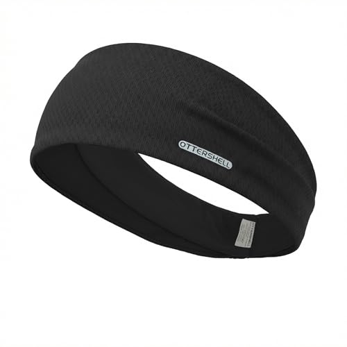 OTTERSHELL Sports Headband for Women and Men Black Moisture-Wicking Workout Headband for Yoga Running Gym and Tennis (Black - L86 One Size)