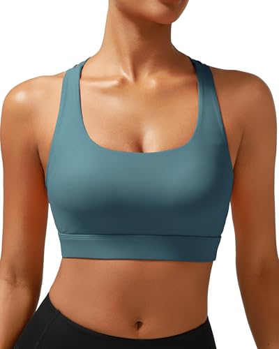 Image of RUNNING GIRL High Impact Sports Bras for Women - Scoop Neck Strappy Sports Bra High Support Moulded Cup Workout Bra