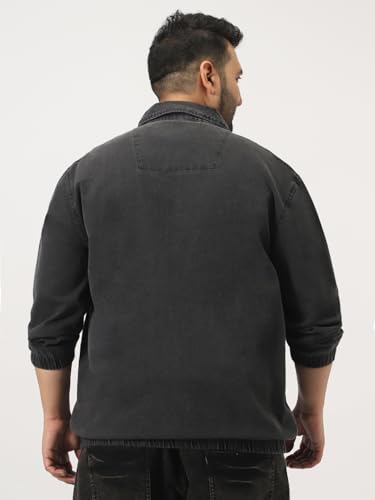 Image of Urbano Plus Men's Relaxed Fit Full Sleeve Harrington Denim Jacket