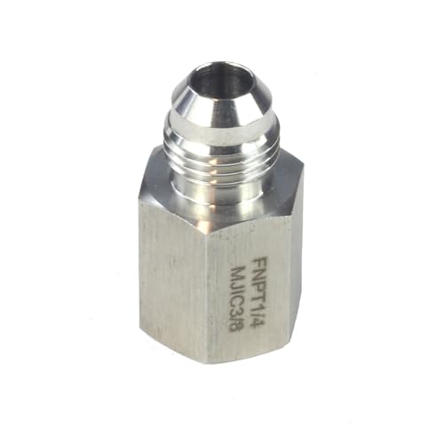 Image of HFS(R) 1 /4 inch Female NPT to 3 /8 inch Male JIC Flare Pipe Fitting Reducer Adapter Stainless Steel 304 (1 /4 inch FNPT x 3 /8 inch MJIC)