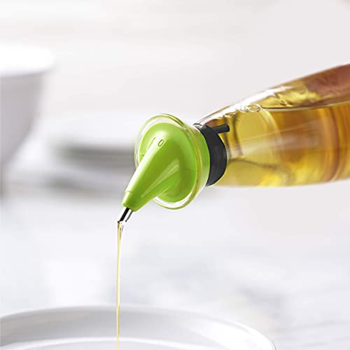 Trudeau Perfect Dripless Bottle Oil Dispenser, 10.5Oz, Green Red Black Clear #TOP4