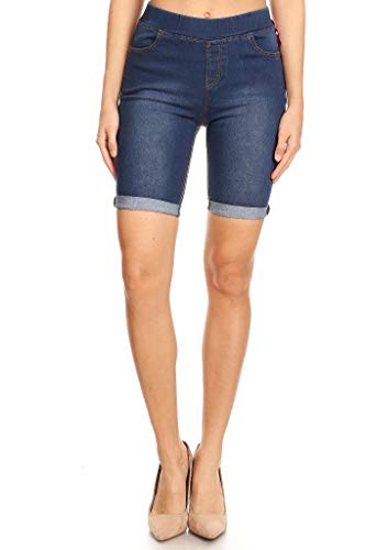 women's pull on denim shorts